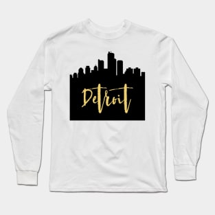 DETROIT MICHIGAN DESIGNER SILHOUETTE SKYLINE ART Long Sleeve T-Shirt